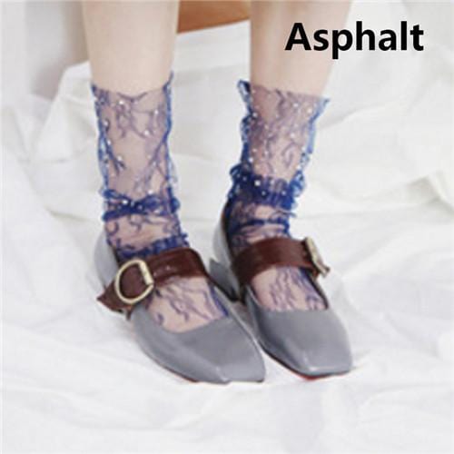 Vente Sexy rétro dentelle florale maille femmes fille chaussettes élastique 2018 été mode dame Transparent chaussettes courtes