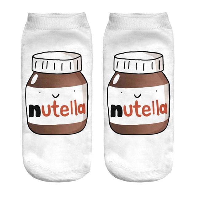 Femmes drôle mignon impression 3D aliments blanc nutella personnage chaussettes unisexe dessin animé chat licorne cadeau de noël chaussettes livraison directe