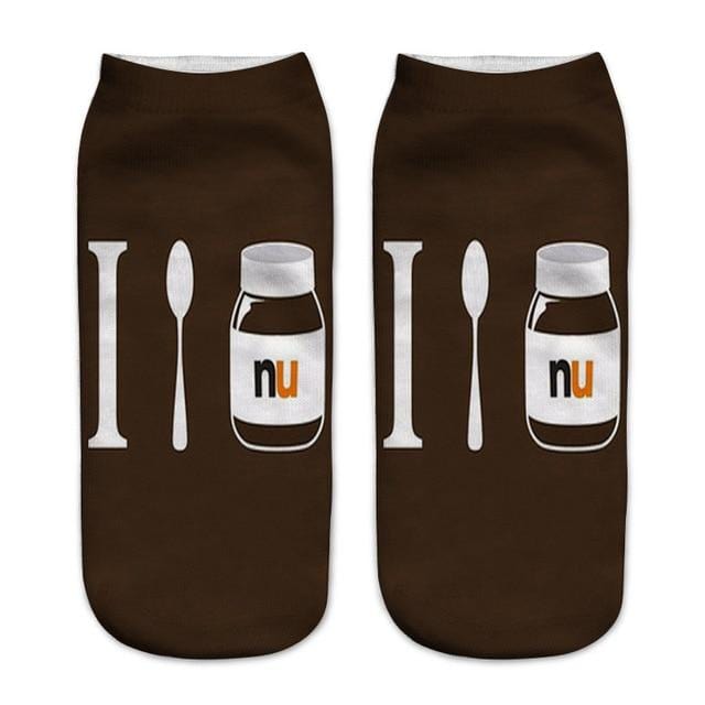 Frauen lustige süße 3D-Druck Lebensmittel weiß Nutella Charakter Socken Unisex Cartoon Katze Einhorn Weihnachtsgeschenk Socken Dropship