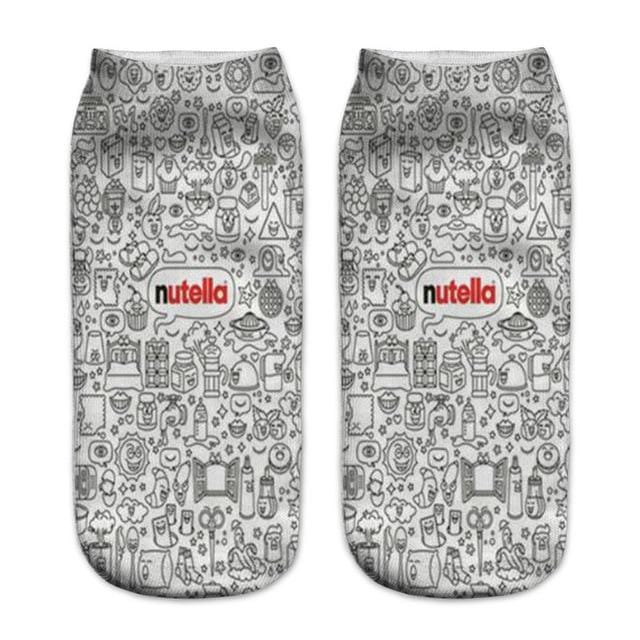 Frauen lustige süße 3D-Druck Lebensmittel weiß Nutella Charakter Socken Unisex Cartoon Katze Einhorn Weihnachtsgeschenk Socken Dropship