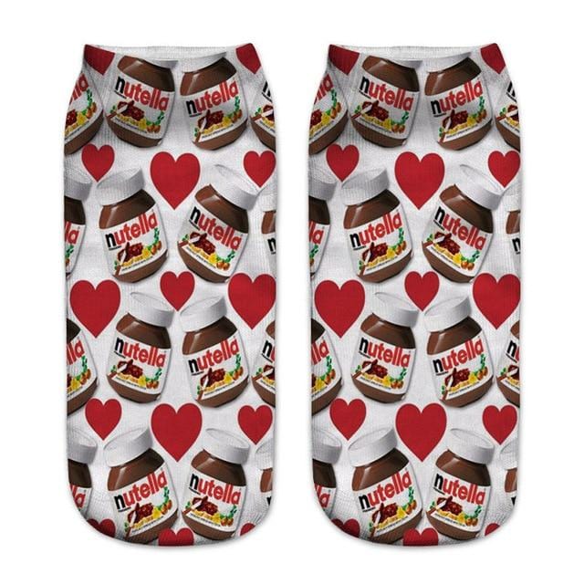 Frauen lustige süße 3D-Druck Lebensmittel weiß Nutella Charakter Socken Unisex Cartoon Katze Einhorn Weihnachtsgeschenk Socken Dropship