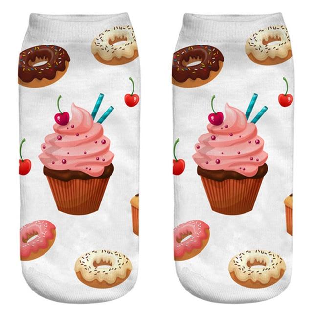 Frauen lustige süße 3D-Druck Lebensmittel weiß Nutella Charakter Socken Unisex Cartoon Katze Einhorn Weihnachtsgeschenk Socken Dropship