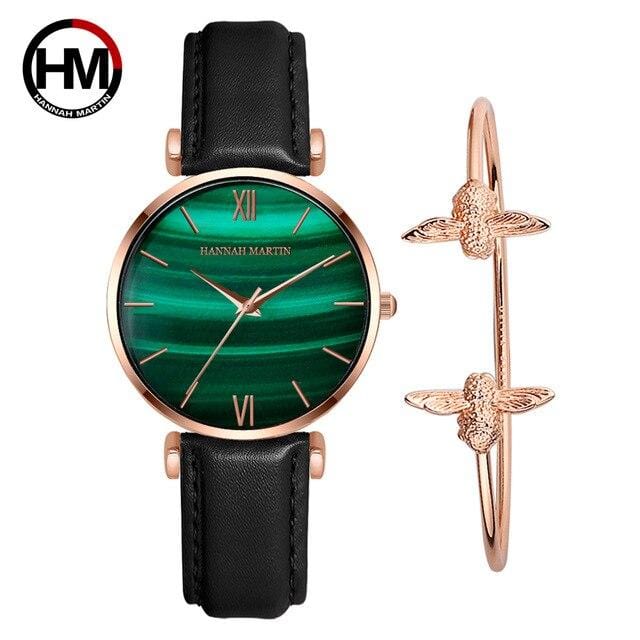 Original Women Watches Fashion Japan Quartz Movement relogio feminino Emerald Stainless Steel Rose Gold Waterproof WristWatches