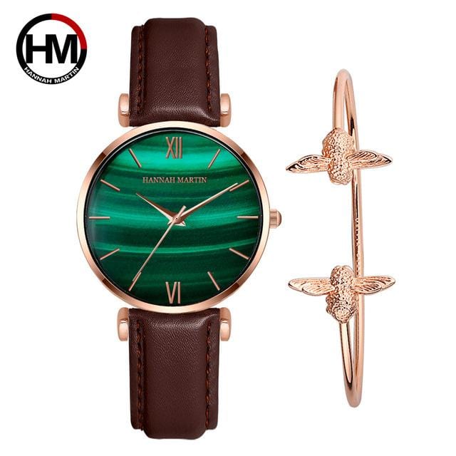 Original Women Watches Fashion Japan Quartz Movement relogio feminino Emerald Stainless Steel Rose Gold Waterproof WristWatches