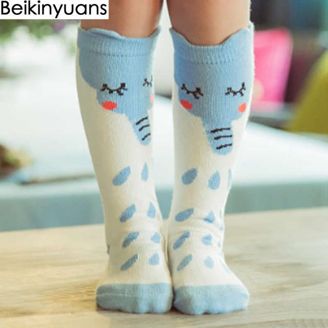 Chaussettes en coton pour enfants, chaussettes de style dessin animé souris, renard, totoro, pour bébés, petits garçons et filles, jambes hautes, chaudes, chaussettes courtes pour grands enfants