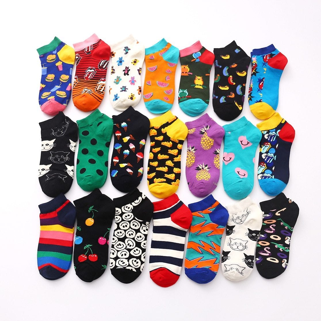 Summer Trendy Happy Socks Men Cotton Boat Man Socks Interest Funny Originality Harajuku ankle Sock Food Fruit