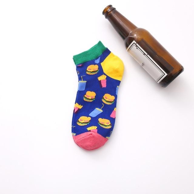 Summer Trendy Happy Socks Men Cotton Boat Man Socks Interest Funny Originality Harajuku ankle Sock Food Fruit