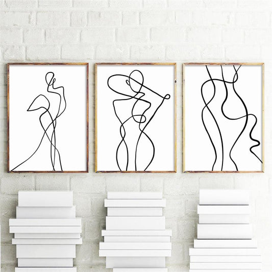 Geometric Curve Wall Art Canvas Painting Black White Poster Figure Painting Posters And Prints Wall Pictures For Bedroom Decor