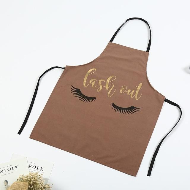 1Pcs Fashion Bronzing Cotton Apron Women Adult Bibs Home Cooking Baking Coffee Shop Cleaning Aprons Kitchen Accessories