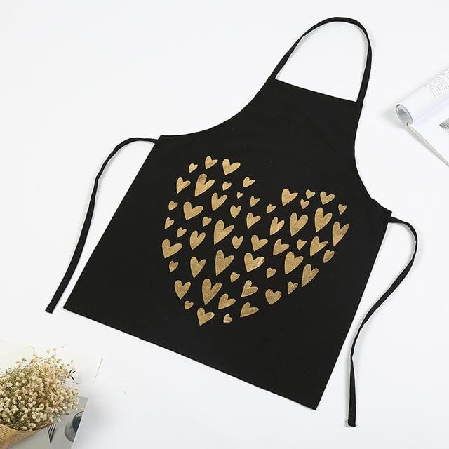 1Pcs Fashion Bronzing Cotton Apron Women Adult Bibs Home Cooking Baking Coffee Shop Cleaning Aprons Kitchen Accessories