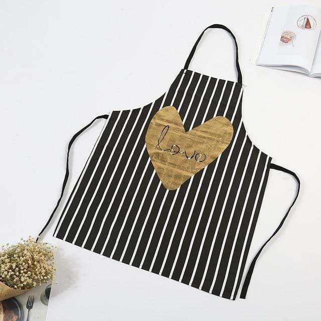 1Pcs Fashion Bronzing Cotton Apron Women Adult Bibs Home Cooking Baking Coffee Shop Cleaning Aprons Kitchen Accessories