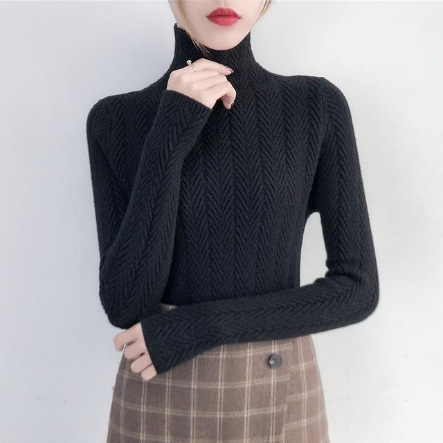 Underwear Woman Autumn and Winter 2020 New sweater Slim Bottom Shirt Long Sleeve Tight Knitted Shirt Thickening