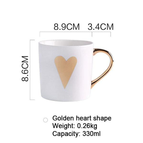 Creative Ceramic Milk Mug Love Star Stripe Pattern Gold Plating Handle Cup Office Household Coffee Milk Tea Mugs Home Decoration