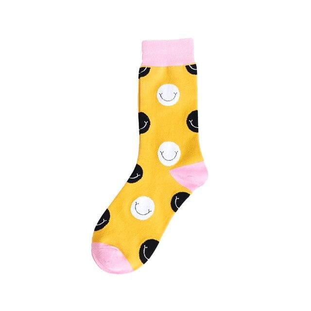 Chaussettes amusantes unisexes, style Harajuku, mode rue, fruits fantaisie, art animal, homme, chaussettes en coton, mignonnes et heureuses, longues chaussettes meias