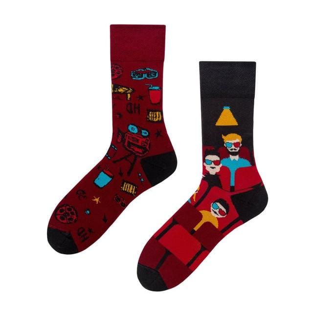 1 paire de chaussettes pour hommes, chaussettes décontractées en coton, Unique, Animal de dessin animé, drôle, mignon, Cool, unisexe, mi-longues, asymétriques, AB