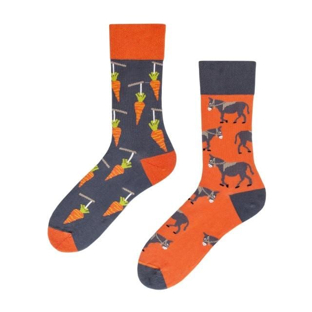 1 paire de chaussettes pour hommes, chaussettes décontractées en coton, Unique, Animal de dessin animé, drôle, mignon, Cool, unisexe, mi-longues, asymétriques, AB