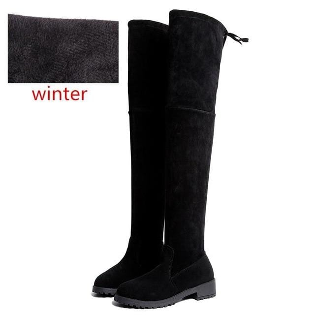 Size 35-41 Winter Over The Knee Boots Women Stretch Fabric Thigh High Sexy Woman Shoes Long Bota Feminina zapatos de mujer #66