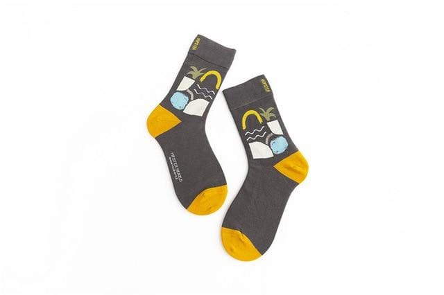 Unisex Painting Style Men Socks 100 Cotton Harajuku Colorful Full Socks Men 1 Pair Gifts Size 35-43