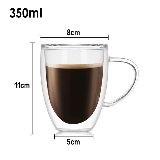 Heat Resistant Double Wall Glass Coffee/Tea Cups And Mugs Travel Double Coffee Mugs With The Handle Mugs Drinking Shot Glasses