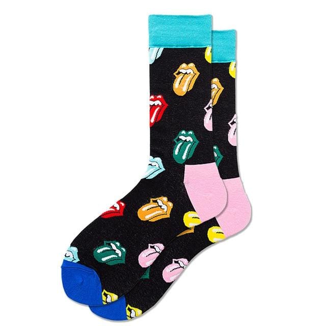 Mode unisexe Hip Hop hommes chaussettes heureuses automne avec des Fruits et image de dessin animé chaussettes Cool coton peigné pour les amoureux Meias 404