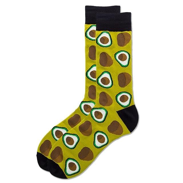 Mode unisexe Hip Hop hommes chaussettes heureuses automne avec des Fruits et image de dessin animé chaussettes Cool coton peigné pour les amoureux Meias 404