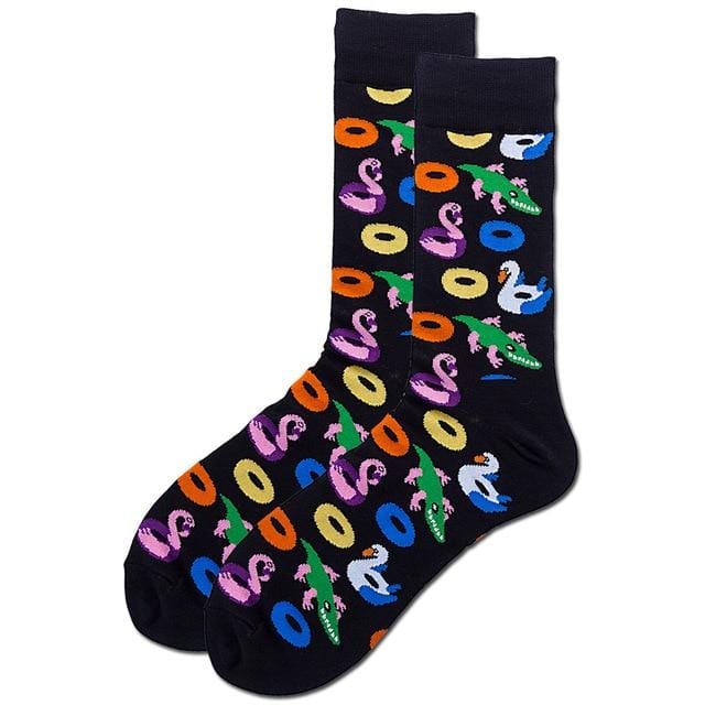 Mode unisexe Hip Hop hommes chaussettes heureuses automne avec des Fruits et image de dessin animé chaussettes Cool coton peigné pour les amoureux Meias 404