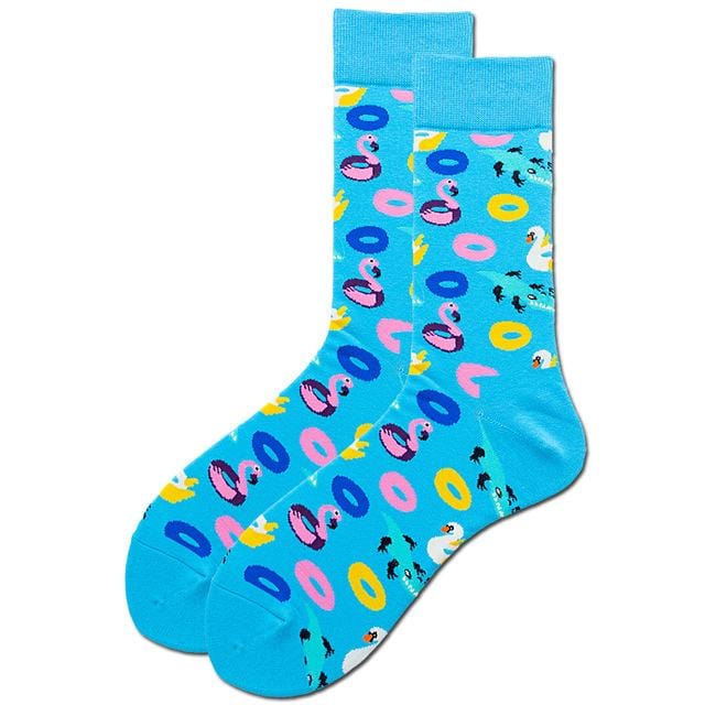 Mode unisexe Hip Hop hommes chaussettes heureuses automne avec des Fruits et image de dessin animé chaussettes Cool coton peigné pour les amoureux Meias 404