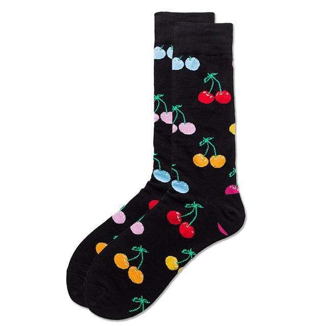 Mode unisexe Hip Hop hommes chaussettes heureuses automne avec des Fruits et image de dessin animé chaussettes Cool coton peigné pour les amoureux Meias 404