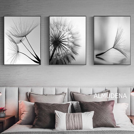 Löwenzahn Blume Leinwand Malerei Moderne Schwarz Weiß Kunst Bilder für Home Dekoration Wohnzimmer Abstrakte Wand Poster Kein Rahmen