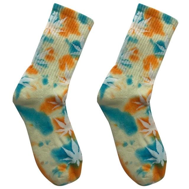 Chaussettes de Skateboard colorées unisexes pour hommes, nouveauté, teinture par nouage, chaussettes hip hop Harajuku en coton, chaussettes longues pour Couple ethnique Meias