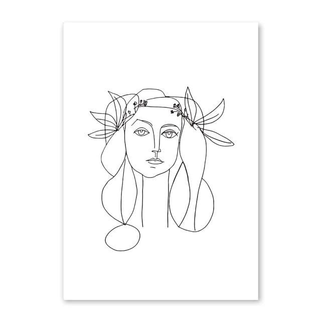 Abstract Women Line Drawing Nordic Poster&Prints Modern Canvas Painting Wall Art Yellow Girl Wall Picture Bedroom Home Decor