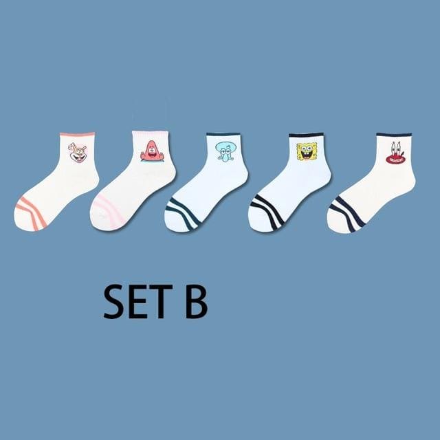 Ins Stil Lustige Tier Gemusterte Frauen Kurze Set Socken 5 Pairs Cartoon Ulzzang Baumwolle Ankle Atmungs Weibliche Harajuku Coole Sox