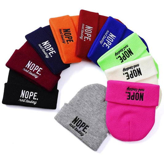 NOPE NOT TODAY Embroidered men's and women's hats outdoor knittedbeanie autumn and winter caps