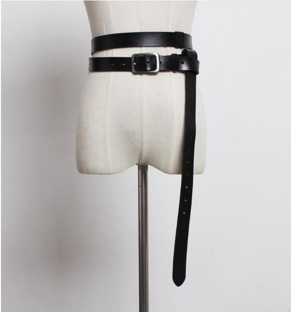 Ceinture en cuir véritable, mode européenne et américaine, personnalité, large, noire, chemise à nouer, bretelles