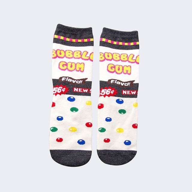 Femmes chaussettes drôle mignon dessin animé Fruits banane avocat citron oeuf Cookie beignets nourriture heureux japonais Harajuku skateboard chaussettes