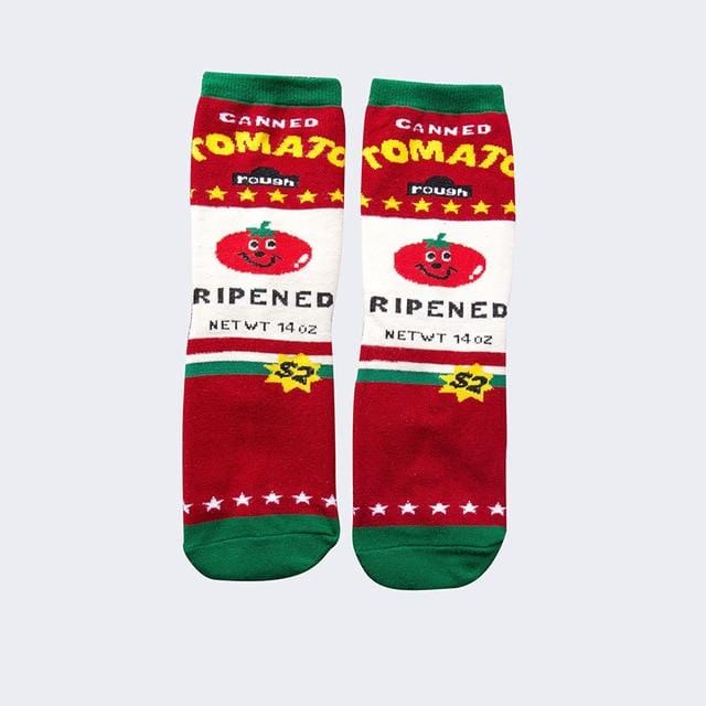 Femmes chaussettes drôle mignon dessin animé Fruits banane avocat citron oeuf Cookie beignets nourriture heureux japonais Harajuku skateboard chaussettes