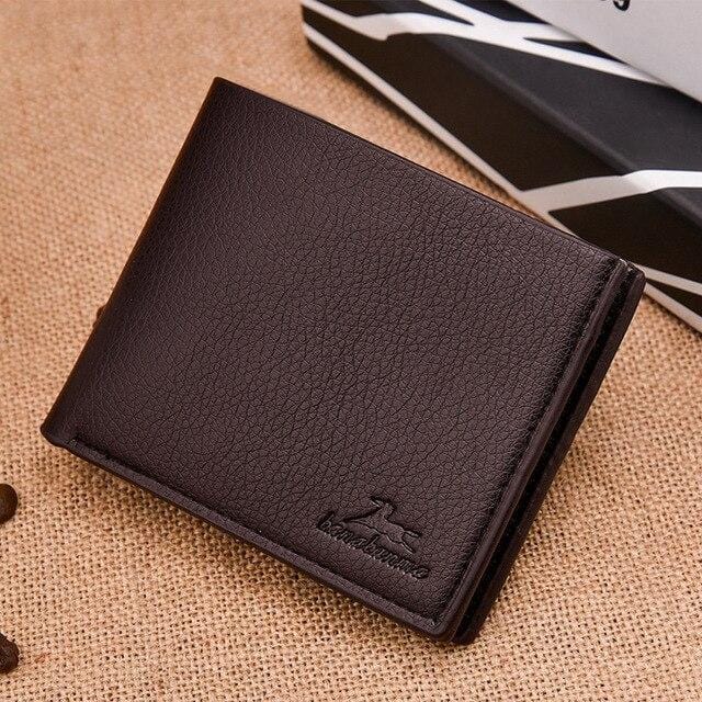 Men's wallet Short horizontal NEW wallets men British casual multi-function card bag Magnetic buckle Retro triangle folding 644