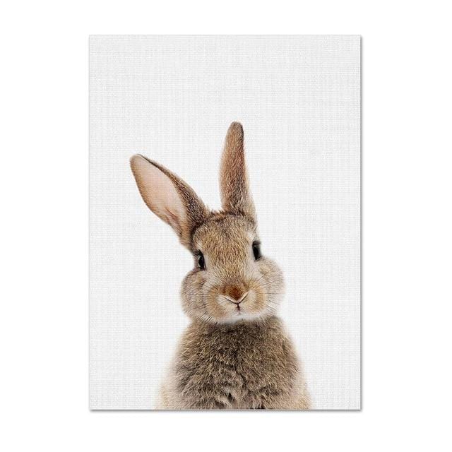 Kawaii Baby Animal Deer Rabbit Giraffe Canvas Poster Nursery Wall Art Prints Painting Nordic Kids Bedroom Decor Pictures