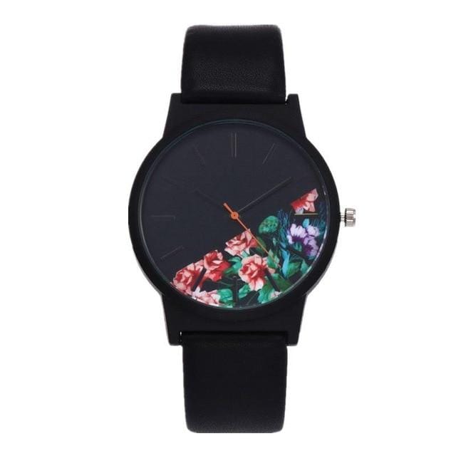 2018 Montre fleur noire femmes montres dames marque de luxe célèbre Femme horloge Montre à Quartz poignet Relogio Feminino Montre Femme