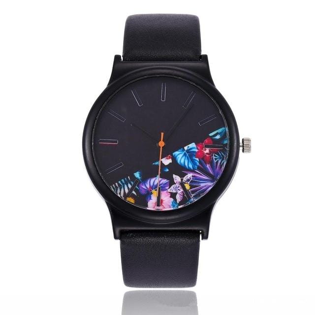 2018 Montre fleur noire femmes montres dames marque de luxe célèbre Femme horloge Montre à Quartz poignet Relogio Feminino Montre Femme