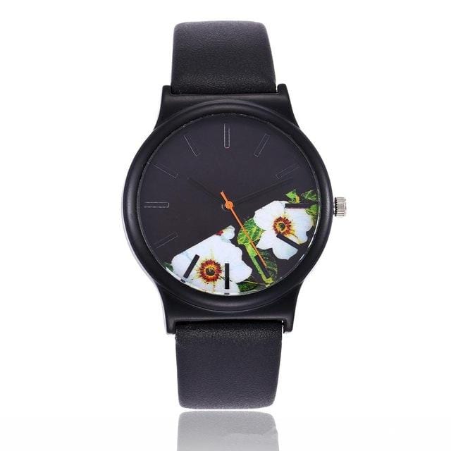 2018 Montre fleur noire femmes montres dames marque de luxe célèbre Femme horloge Montre à Quartz poignet Relogio Feminino Montre Femme