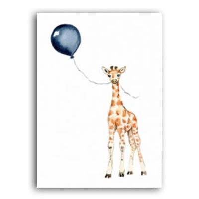 Nordic Cartoon Baby Animals Canvas Paintings Nursery Blue Balloon Art Poster Zebra Elephant Print Wall Pictures Kids Room Decor