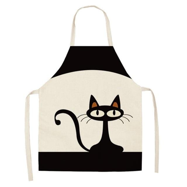 1Pcs Kitchen Apron Funny Dog Bulldog Cat Printed Sleeveless Cotton Linen Aprons for Men Women Home Cleaning Tools 53*65cm WQ0029