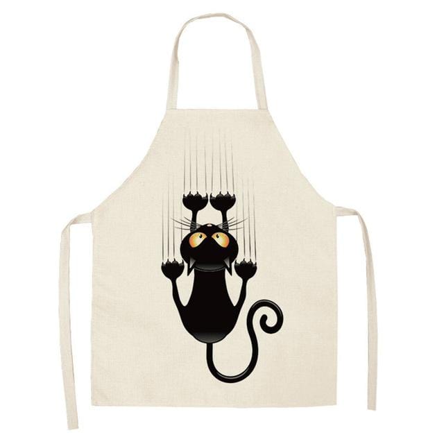 1Pcs Kitchen Apron Funny Dog Bulldog Cat Printed Sleeveless Cotton Linen Aprons for Men Women Home Cleaning Tools 53*65cm WQ0029