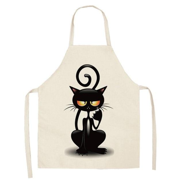 1Pcs Kitchen Apron Funny Dog Bulldog Cat Printed Sleeveless Cotton Linen Aprons for Men Women Home Cleaning Tools 53*65cm WQ0029