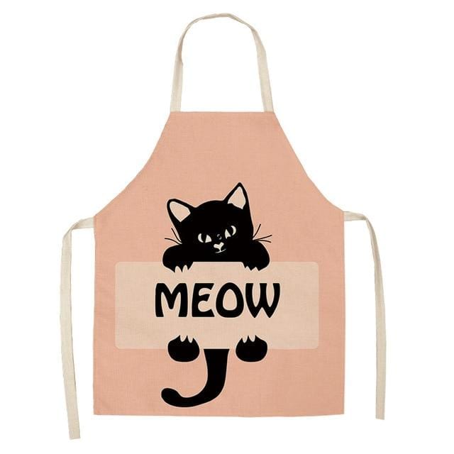 1Pcs Kitchen Apron Funny Dog Bulldog Cat Printed Sleeveless Cotton Linen Aprons for Men Women Home Cleaning Tools 53*65cm WQ0029