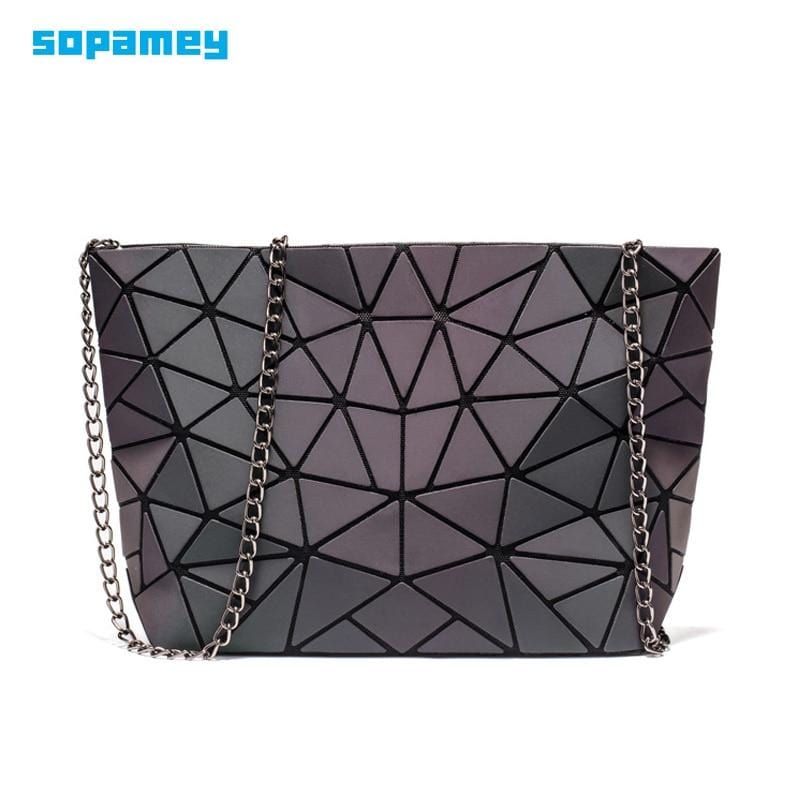 Mode petite chaîne sacs à main sac femmes géométrie lumineuse sacs à bandoulière pour femme plaine pliante sacs de messager pochette sac bolso