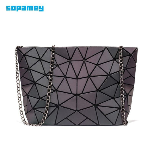 Mode petite chaîne sacs à main sac femmes géométrie lumineuse sacs à bandoulière pour femme plaine pliante sacs de messager pochette sac bolso