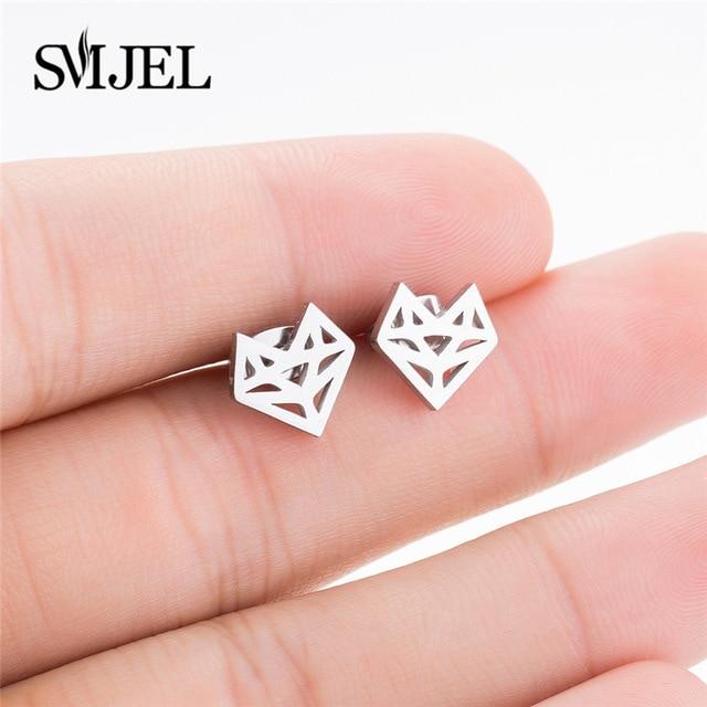 SMJEL – boucles d'oreilles Mickey en acier inoxydable pour femmes et filles, minimaliste, renard, chat, hérisson, bijoux, accessoires animaux, cadeaux