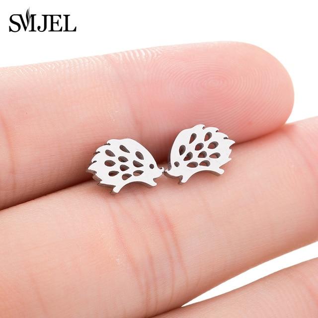 SMJEL – boucles d'oreilles Mickey en acier inoxydable pour femmes et filles, minimaliste, renard, chat, hérisson, bijoux, accessoires animaux, cadeaux